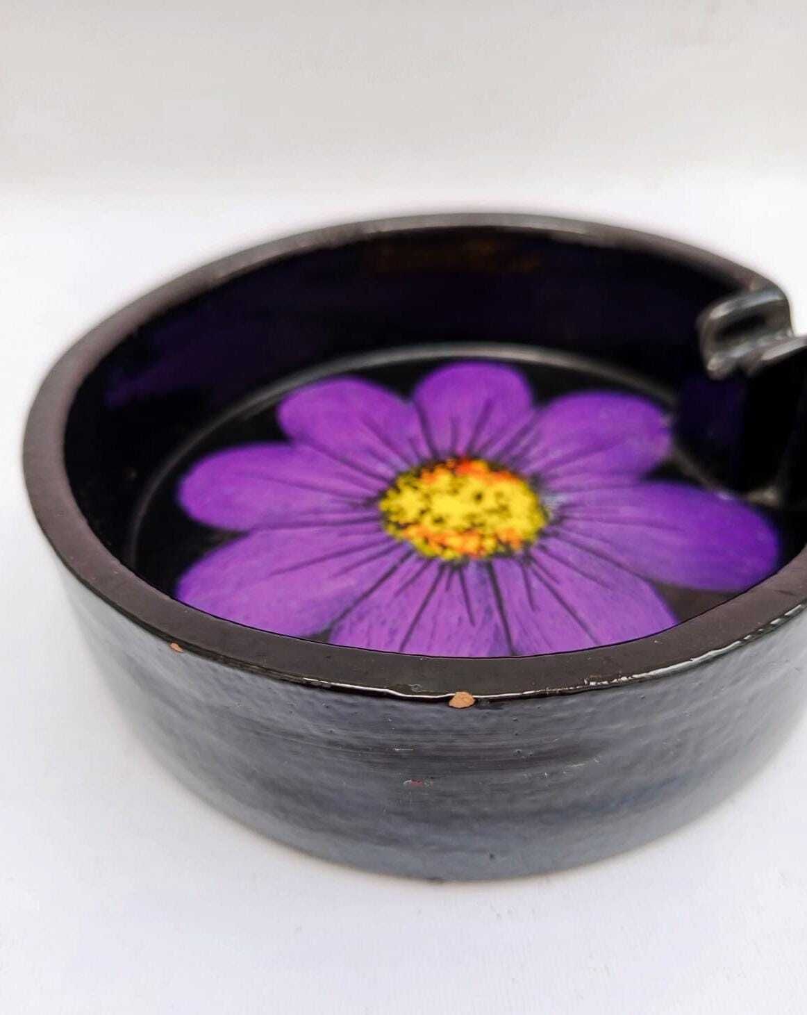 Bitossi Rosenthal Netter Vintage Space Age Design Purple Flower Ceramic Ashtray photo 66.0