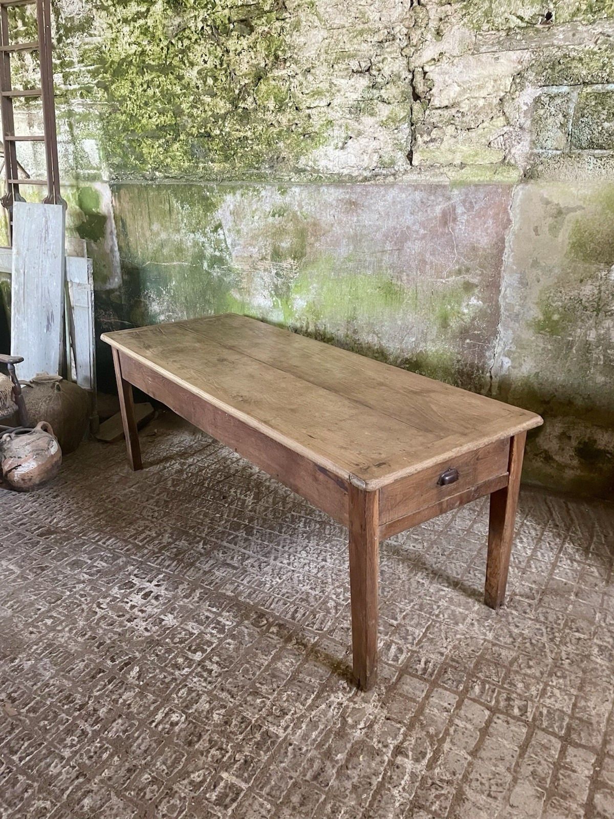 Antique 19th C. French Oak Two Plank Farmhouse Table . photo furniture