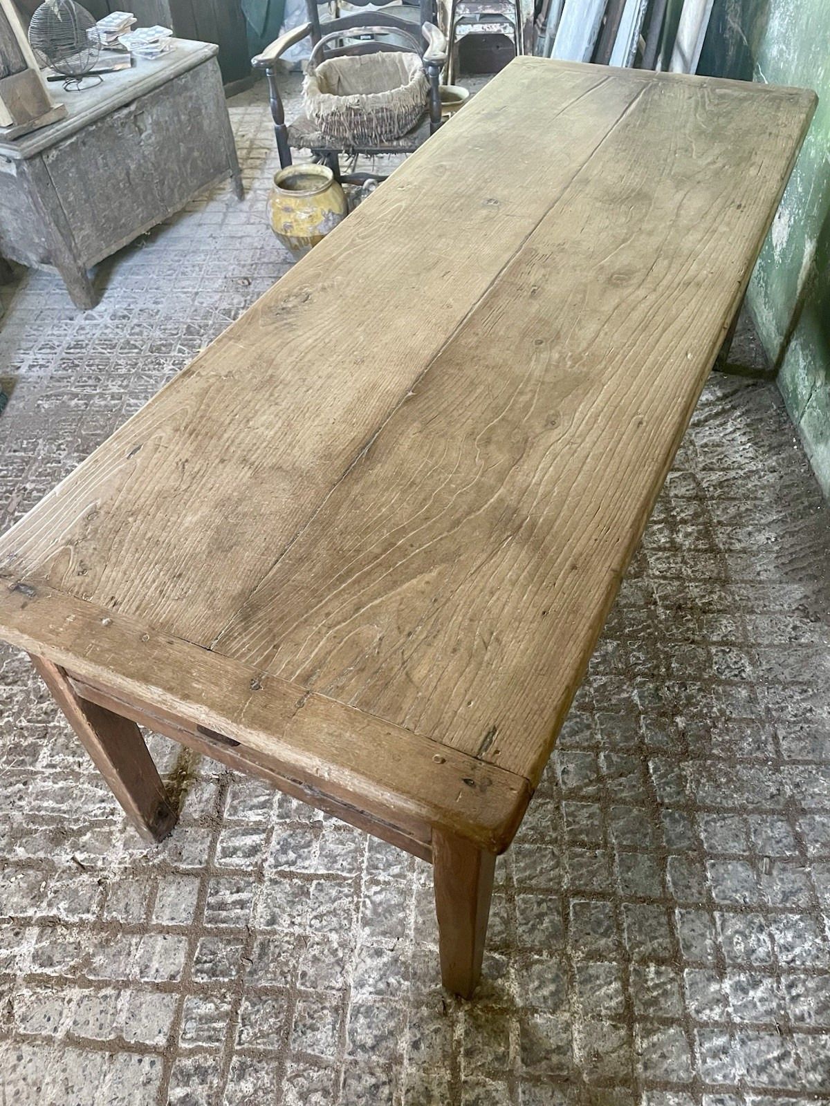 1795.0 Antique 19th C. French Oak Two Plank Farmhouse Table . photo