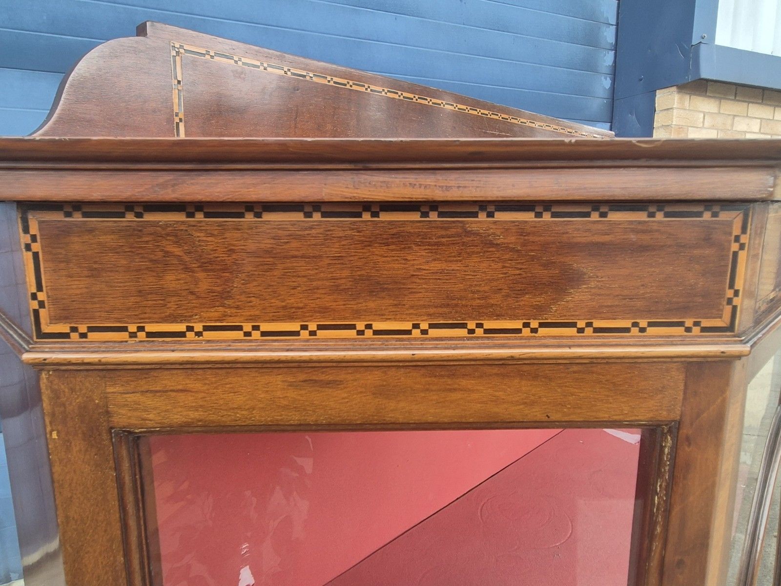 Antique Edwardian Inlaid Mahogany Bow Fronted Display Cabinet photo furniture