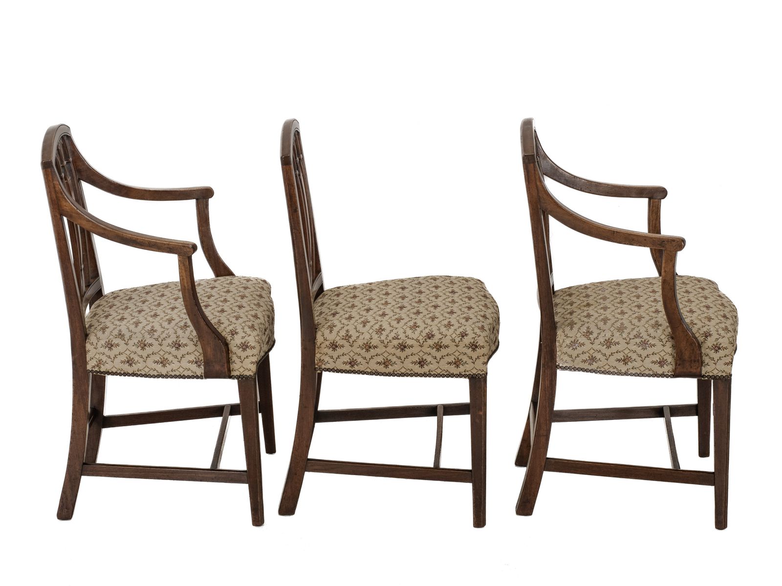 photo buy Set Of Six Georgian Mahogany Sheraton Style Dining Chairs, C.1800, Including A Pair Of Armchairs (Carvers)
