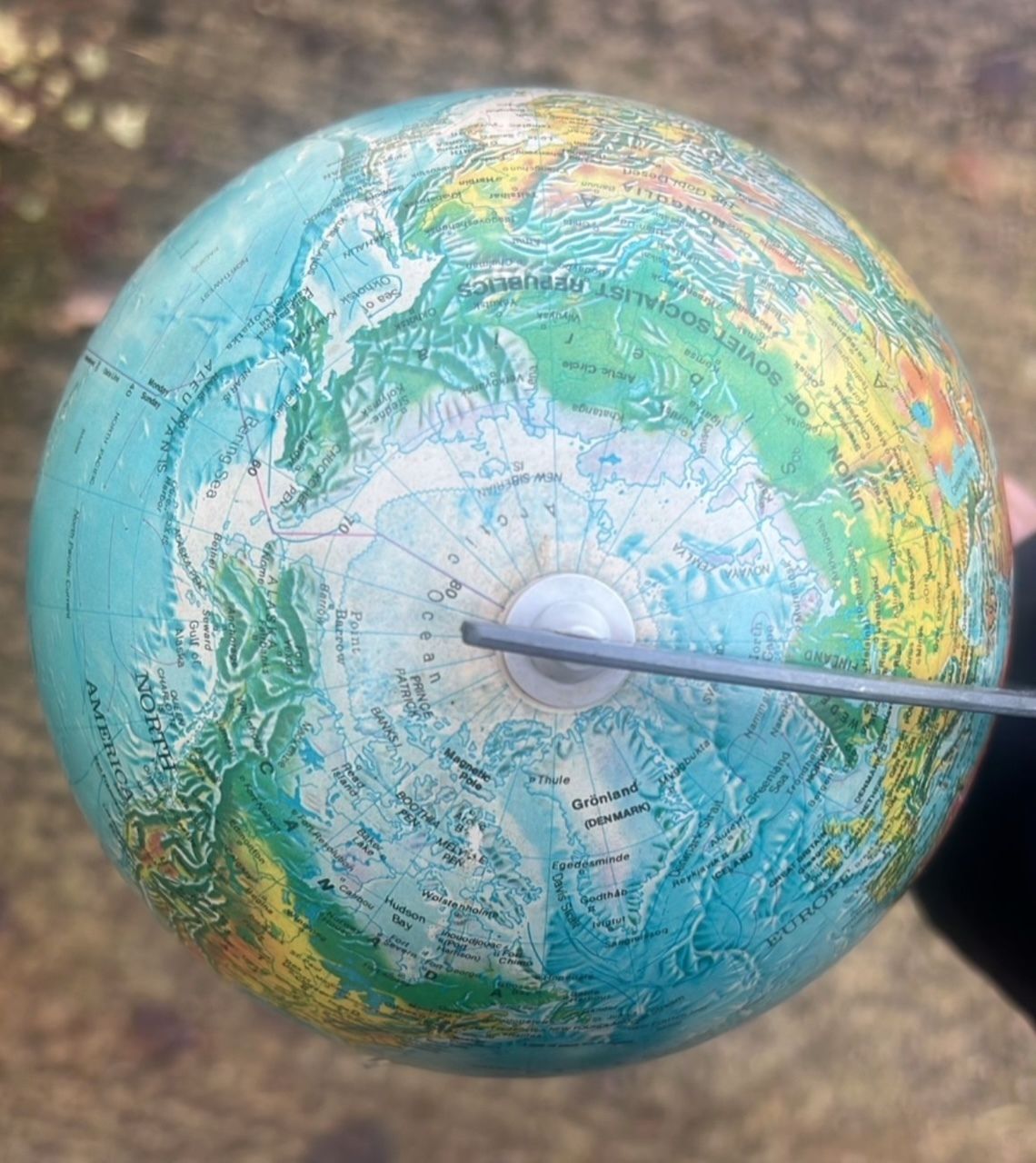 Mid Century European Relief Desk Globe photo 125.0