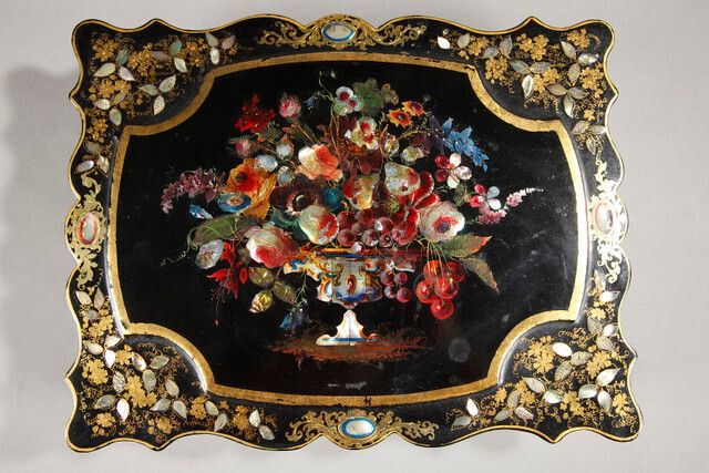 Papier Maché And Mother Of Pearl Card Box Napoleon III photo buy