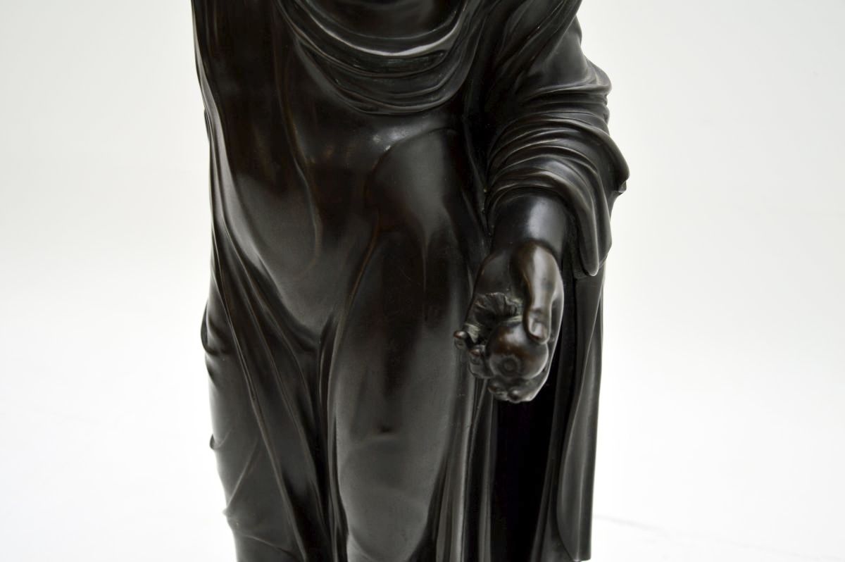 Large Antique French Bronze Neoclassical Robed Lady photo vinterior