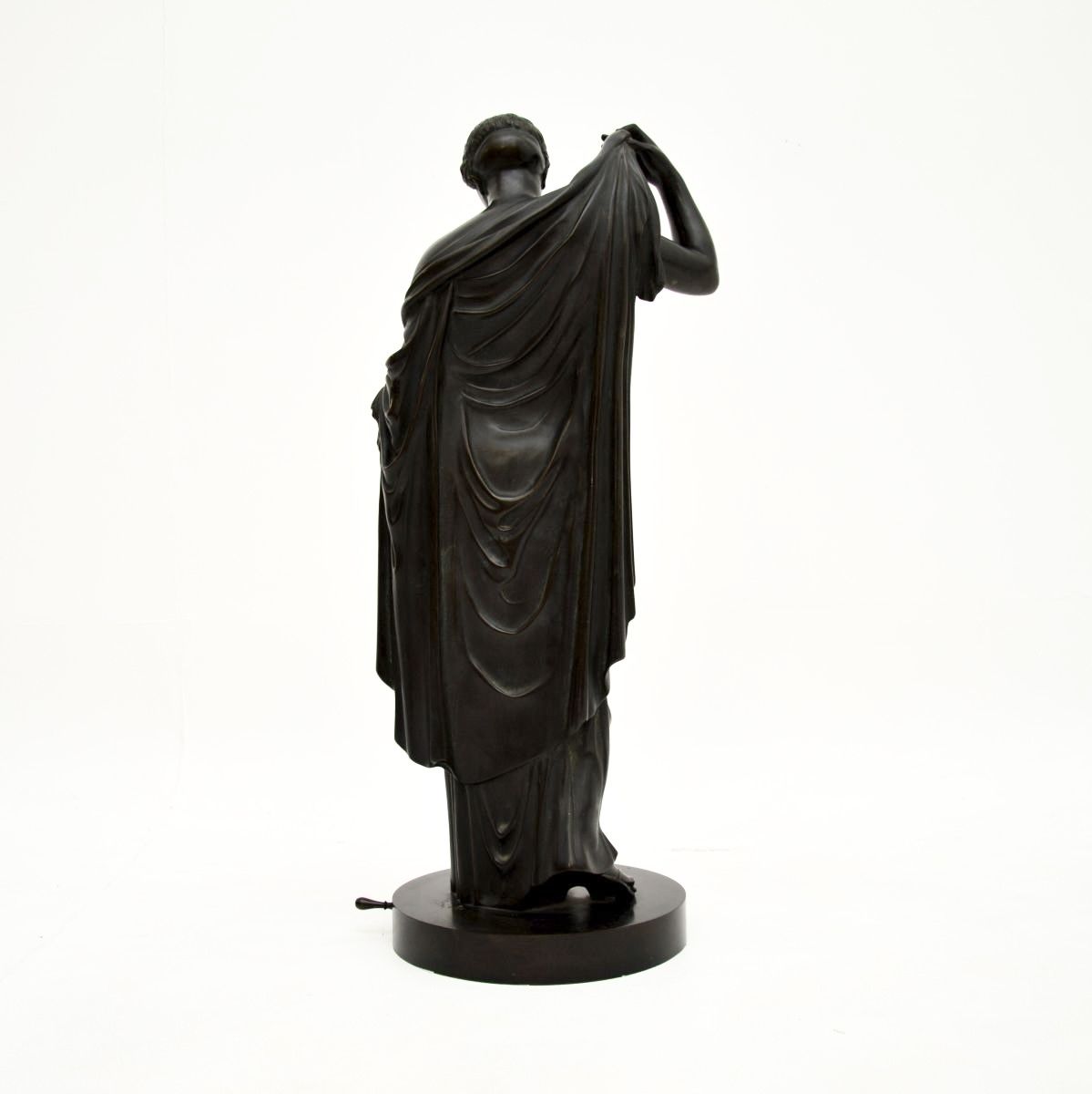 Art Large Antique French Bronze Neoclassical Robed Lady photo