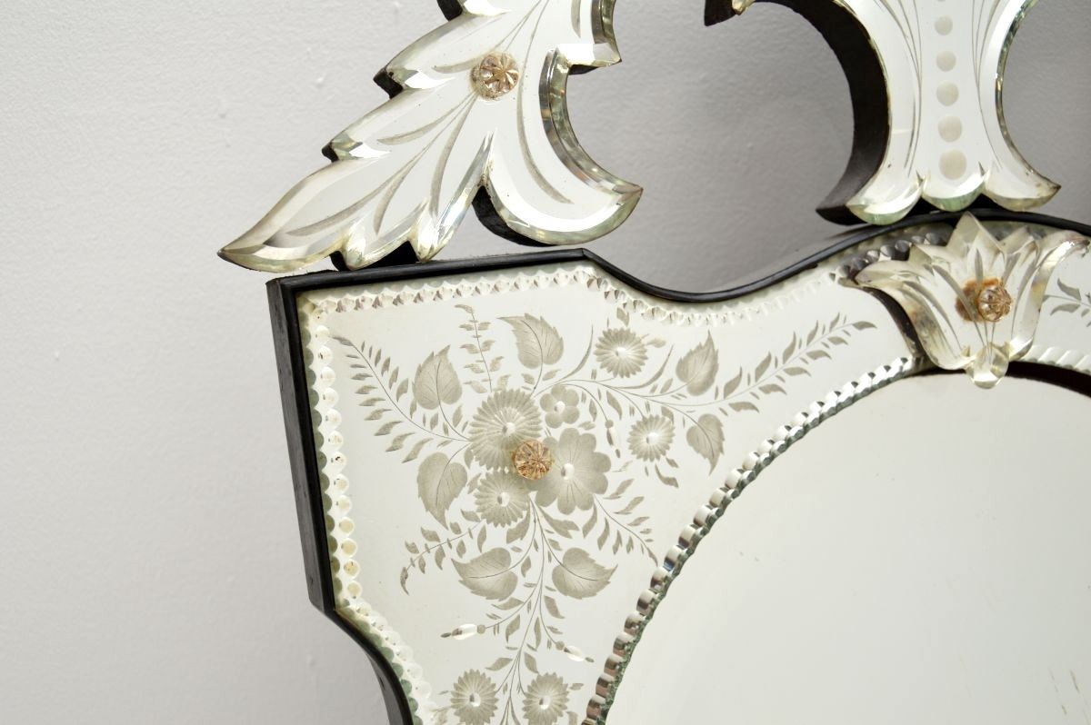 Antique Italian Venetian Etched Glass Mirror photo Home Decor