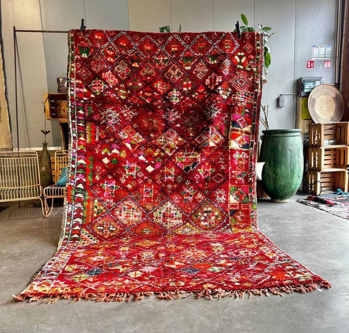 Vintage Moroccan Boujad Rug 200 X 340 Cm – Handwoven Wool Berber Area Rug From The 1970s
