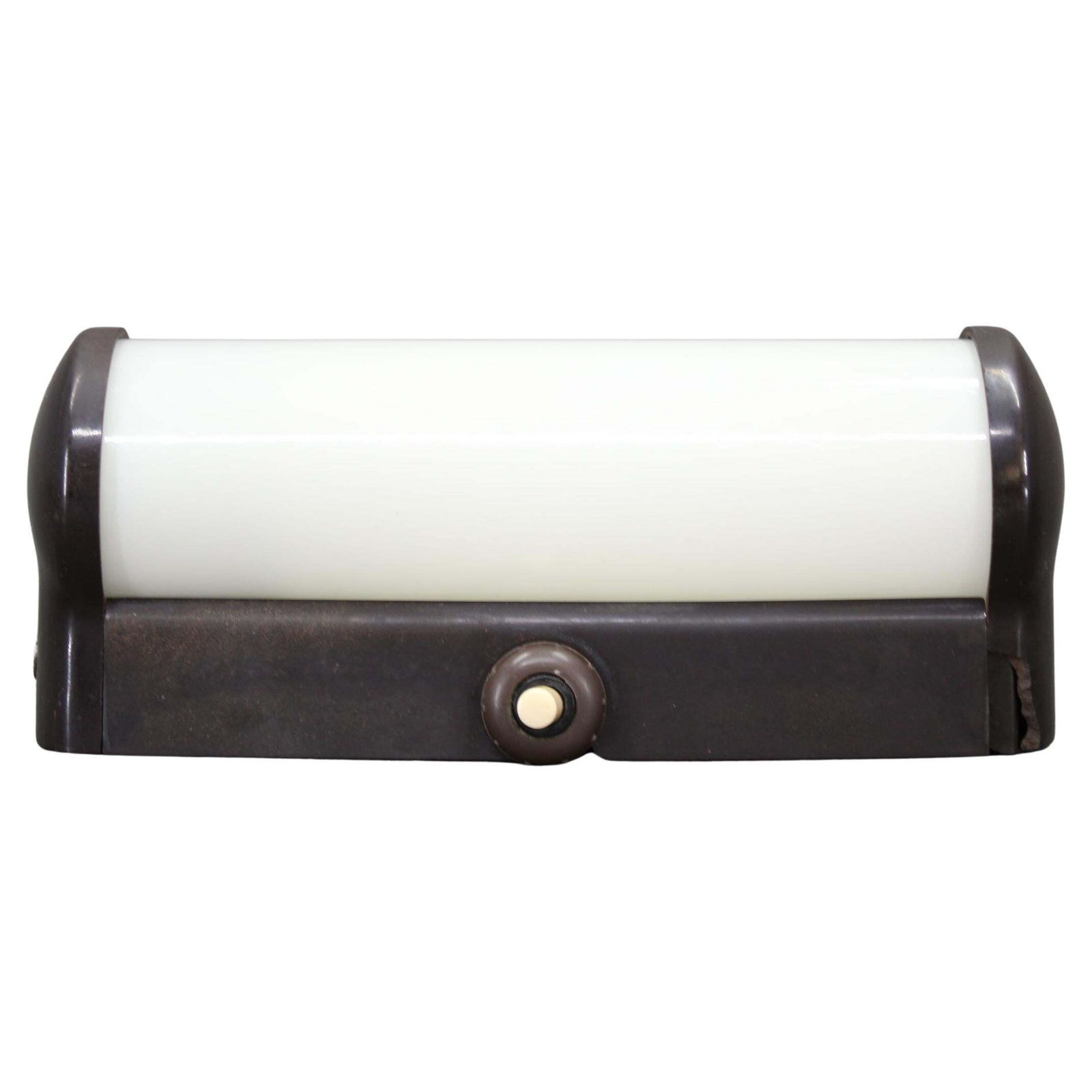 Czechoslovak Art Deco Bakelite Tubular Wall Light With Milk Glass, 1940s