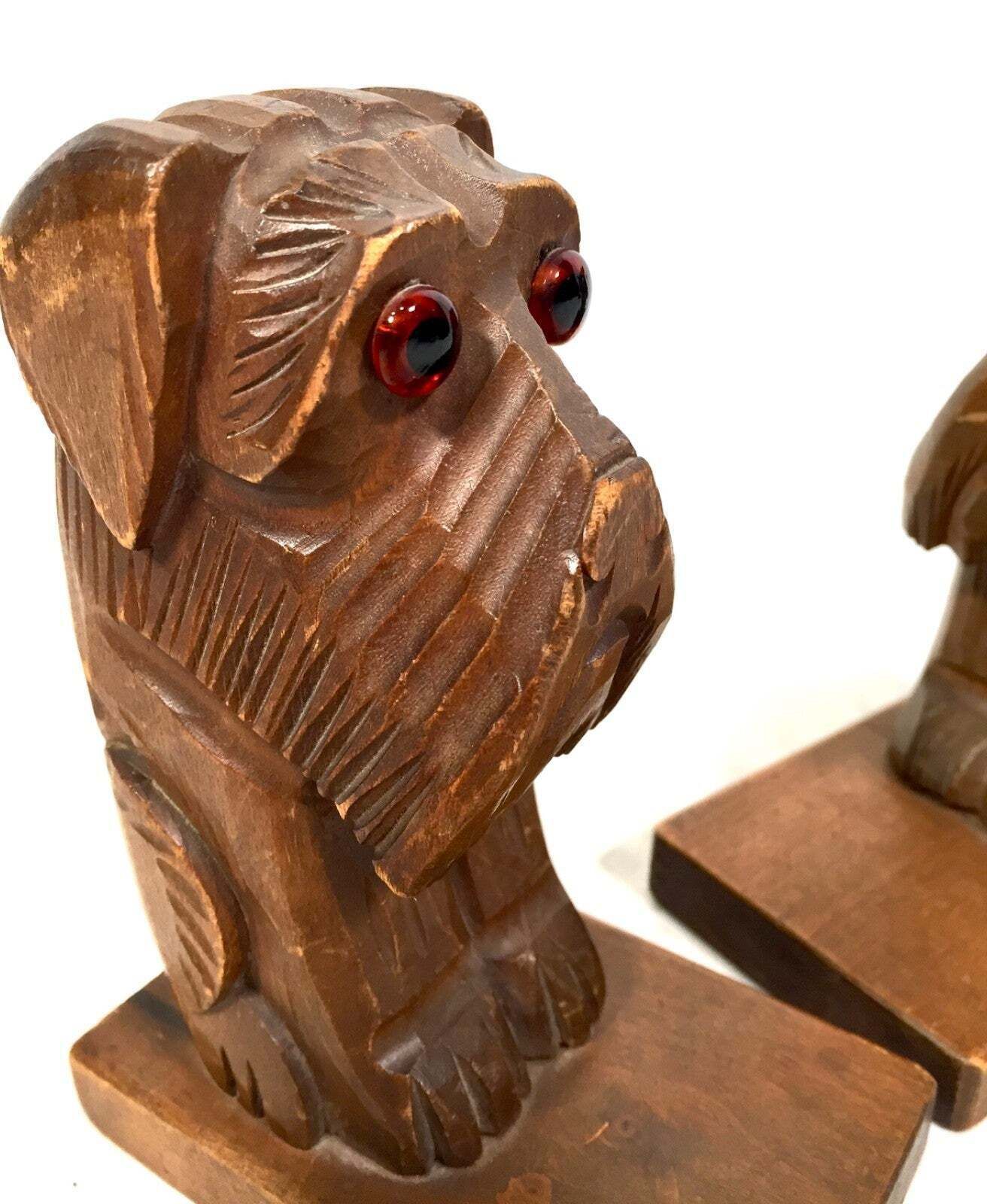 Vintage Pair Of Scottish Terrier Wooden Bookends / Scottie Dogs Book Ends photo Home Decor