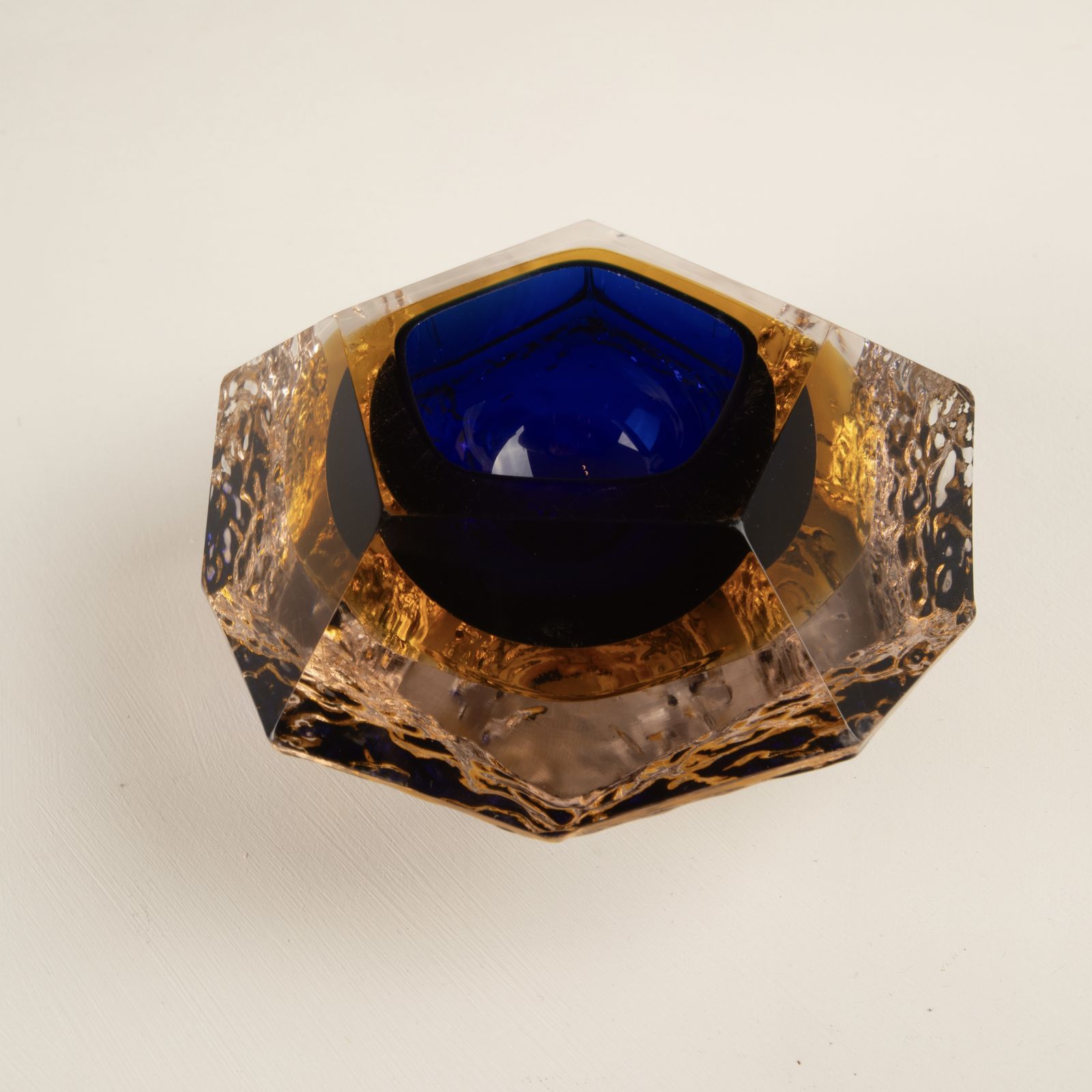 Sculptural Ashtray In Submerged Glass By Gianfranco Mandruzzato, Murano, 1970 photo vintage