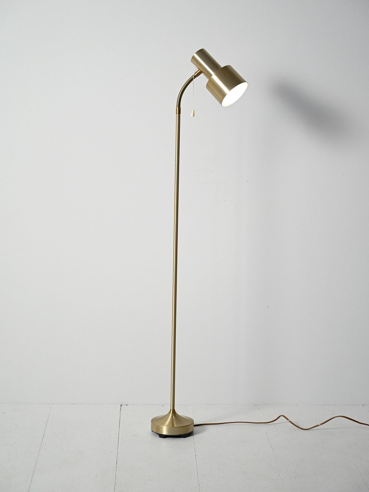 Scandinavian Golden Floor Lamp From The 1960s