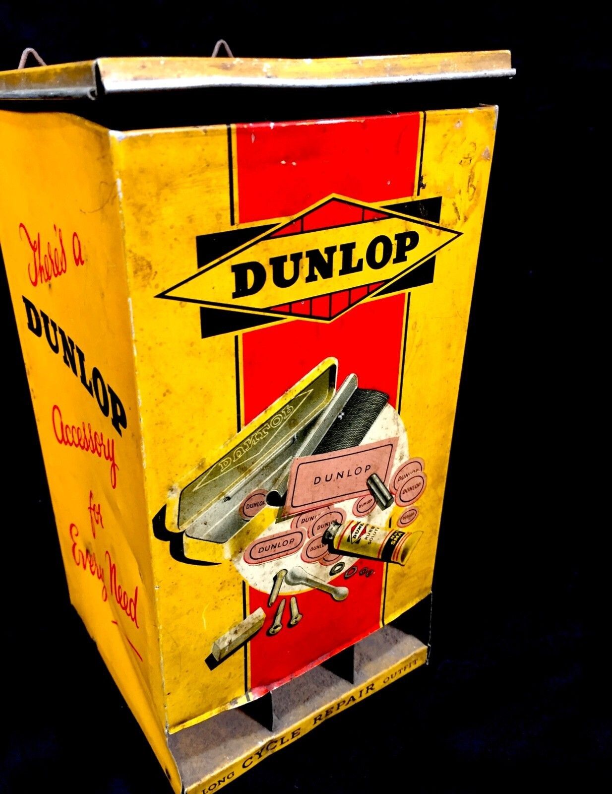 Antique Advertising Dunlop Shop Counter Silent Salesmen Dispenser Rack Cycle photo 325.0