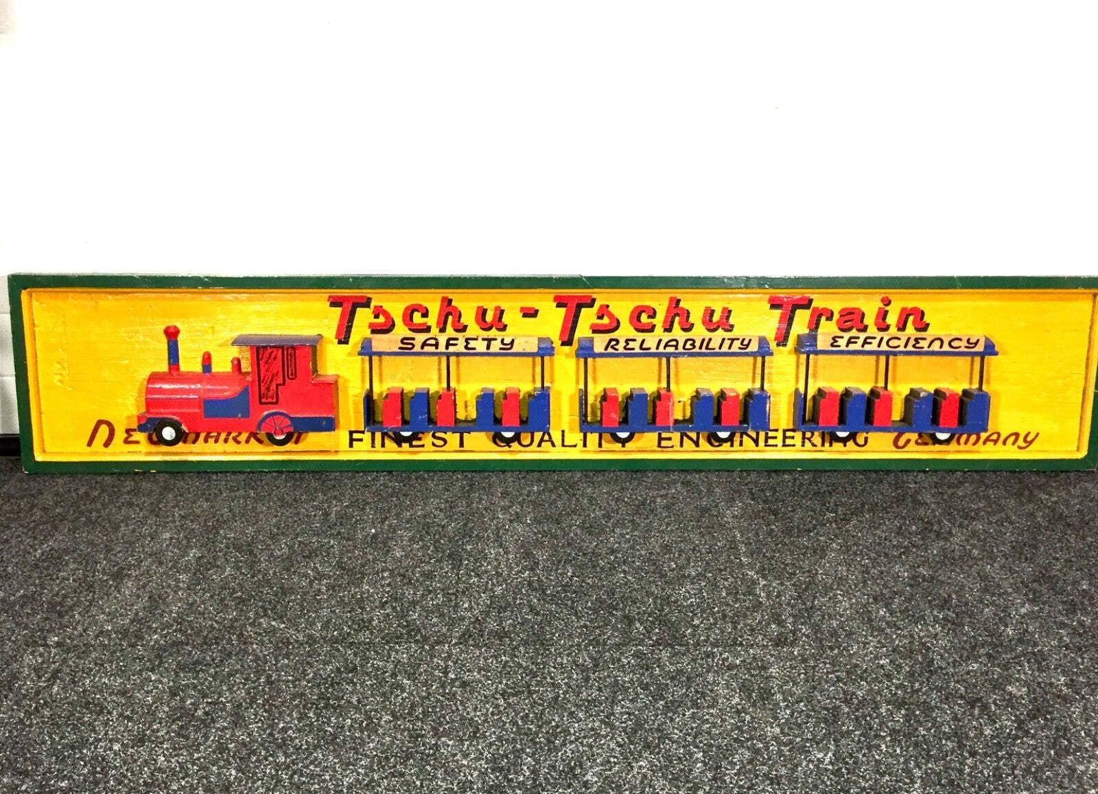 photo furniture Antique Advertising German Salvaged Wooden 'Choo Choo' City Train Ride Sign