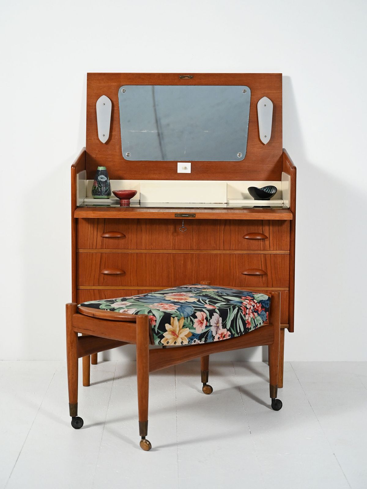 Scandinavian Teak Dressing Table With Chest Of Drawers From The 1950s And 1960s photo for sale