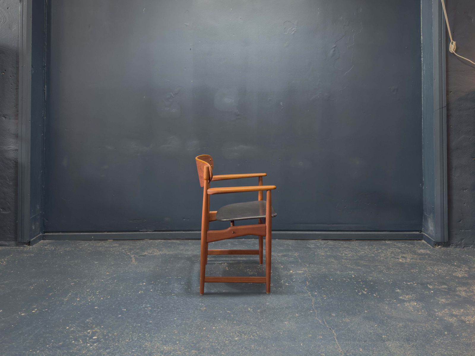 Teak And Leather Chair By Arne Hovmand Olsen photo for sale