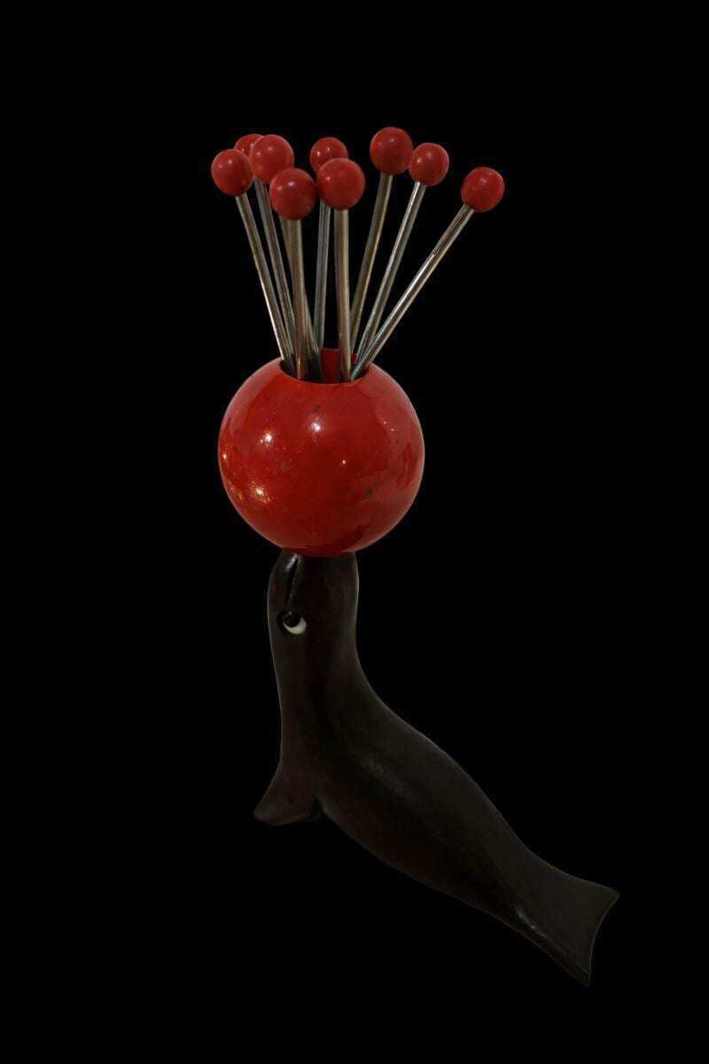 Zeehond Cocktailprikker Houder Vintage Mid Century Modern – Made In France photo furniture