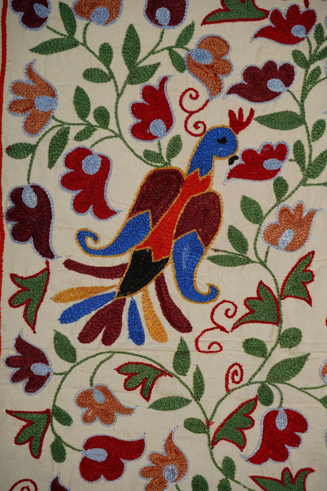 photo furniture Suzani Embroidered Wall Hanging With Bird & Duck – Textile Art 1'6'' X 2'9''