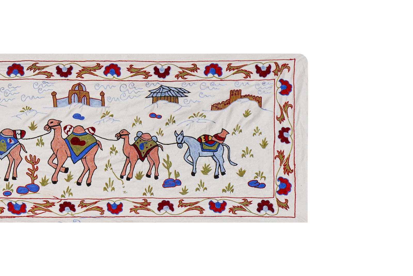 Bohemian Suzani Wall Hanging – Unique Handmade Uzbek Design   Camel Uzbek Runner 1'6'' X 6'1'' photo vintage