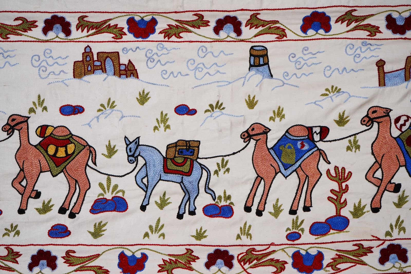 Textiles Bohemian Suzani Wall Hanging – Unique Handmade Uzbek Design   Camel Uzbek Runner 1'6'' X 6'1'' photo
