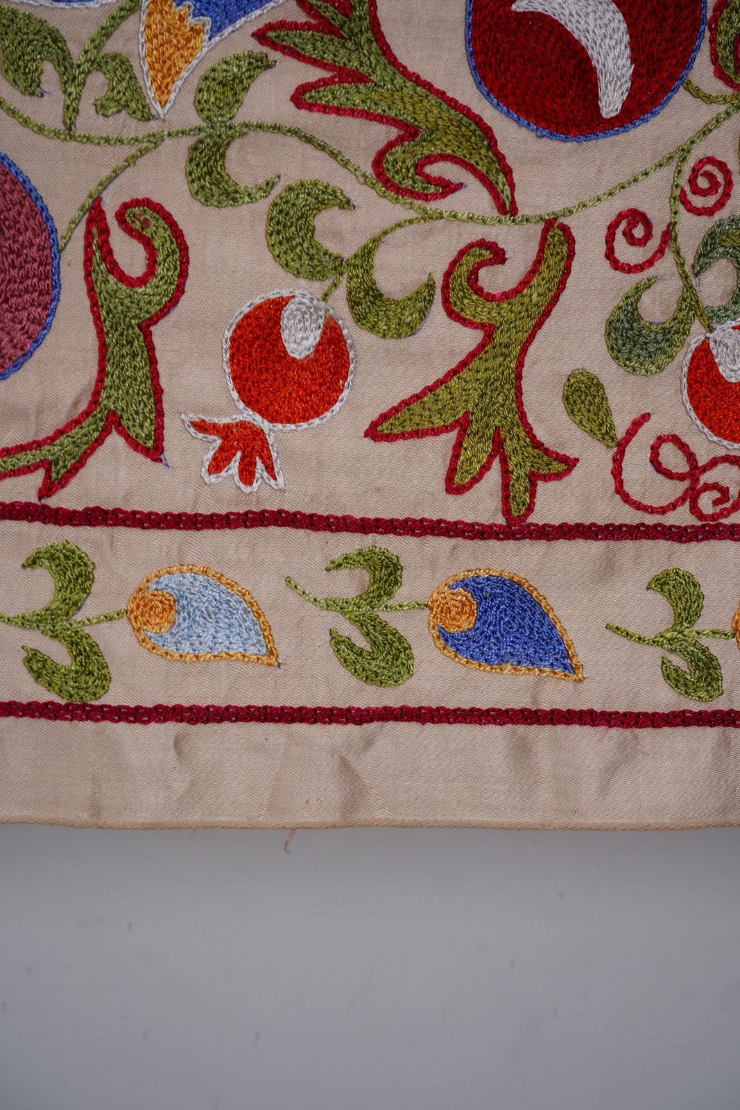 photo for sale Floral Suzani Embroidery   Silk Cotton Blend Bird  Runner  1'8'' X 6'3''