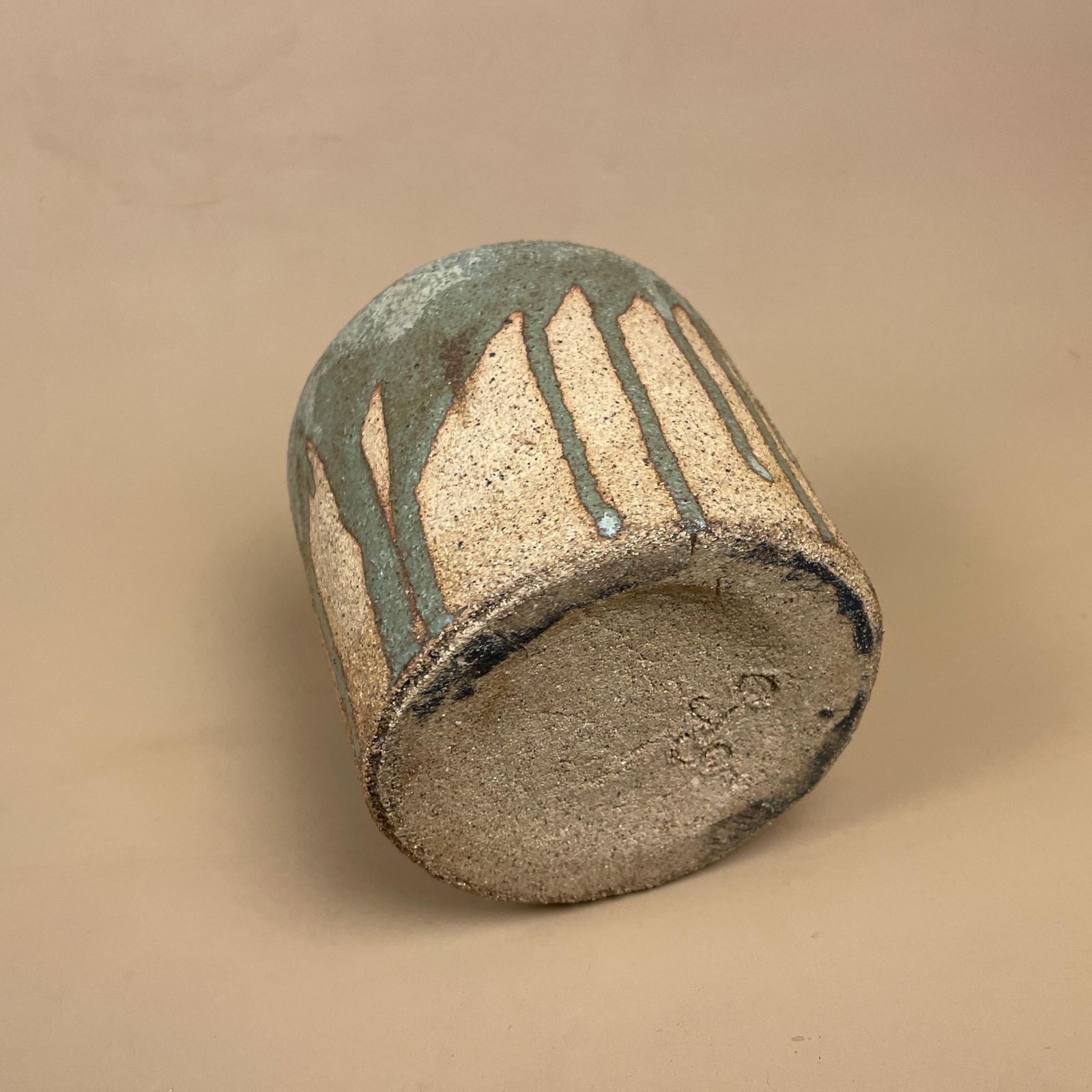Vintage Studio Pottery Vase Mid Century Modern Green Drip Glaze Ceramic Art Home Decor Retro Collectible Handmade Pottery Table Display photo buy