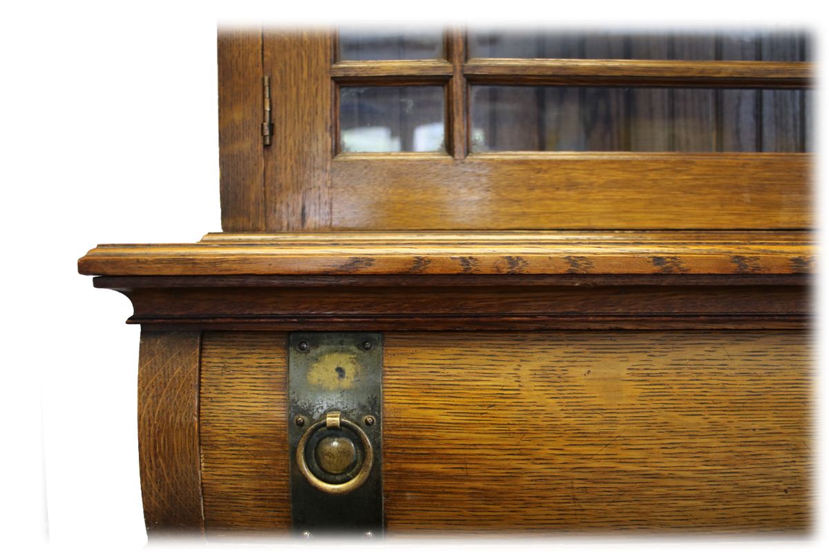 Early 20th Century Arts And Crafts Carved Oak Library Bookcase photo Furniture