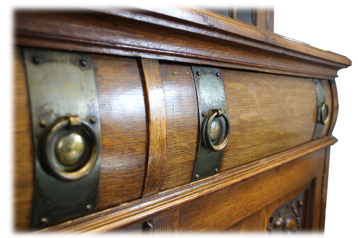 Early 20th Century Arts And Crafts Carved Oak Library Bookcase photo 1450.0