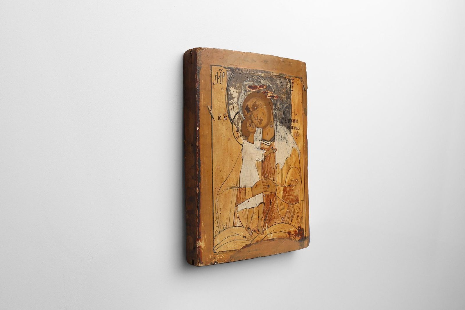 Icon Of The Virgin Of Tenderness (Eleousa), 19th Century, Painting On Wood photo for sale