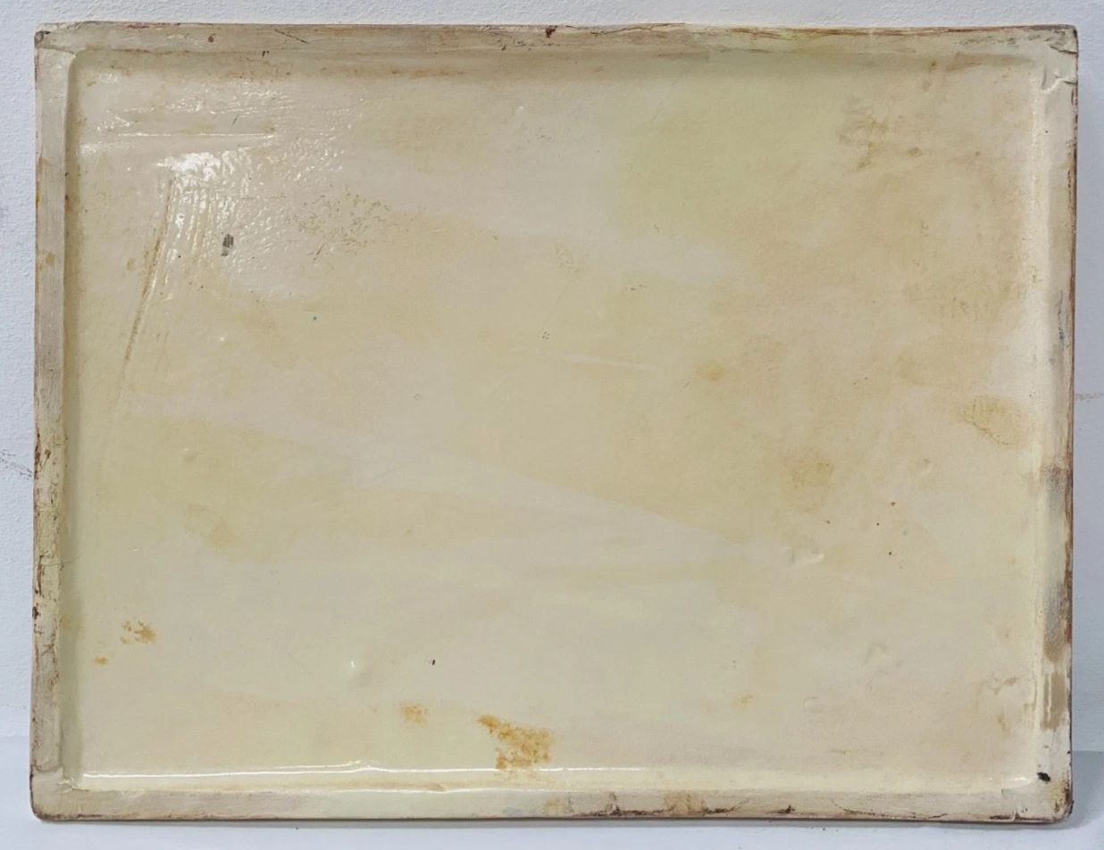 "Country Landscape" Oil On Porcelain Plate 20th Century photo vintage