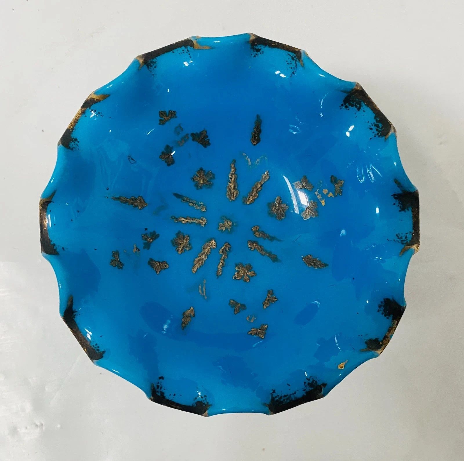 Blue Opaline Pedestrian Cup With Gold Flange 19th Century photo 142.88