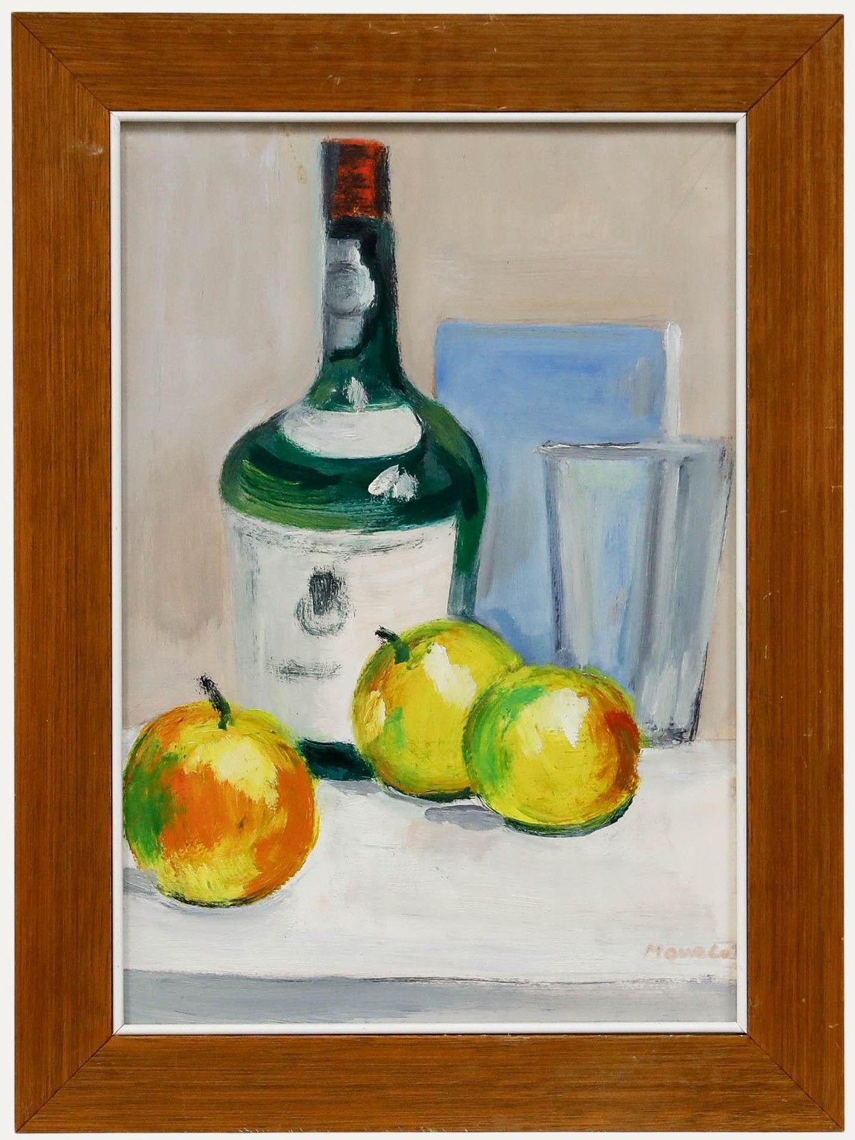 Maurice Mourlot (1906 1983) Framed 20th Century Oil, Cognac And Apples