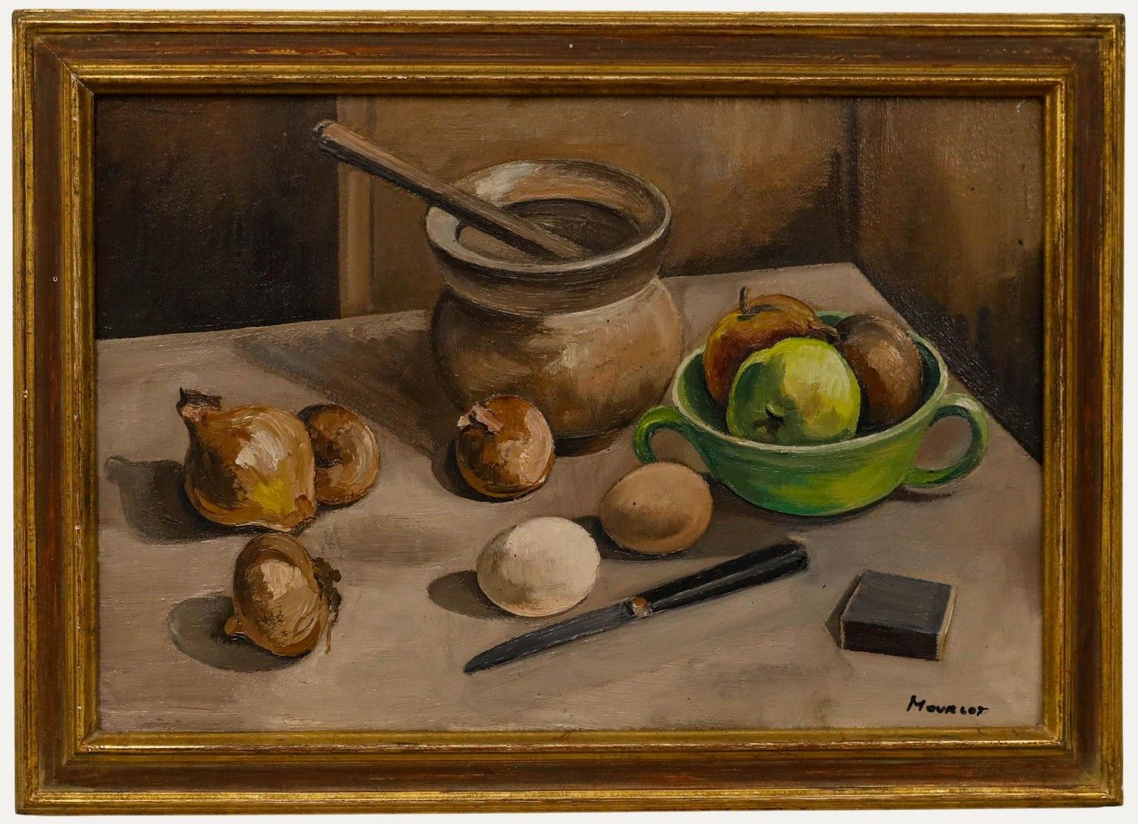 Maurice Mourlot (1906 1983) Framed Oil, Still Life With Onions & Eggs