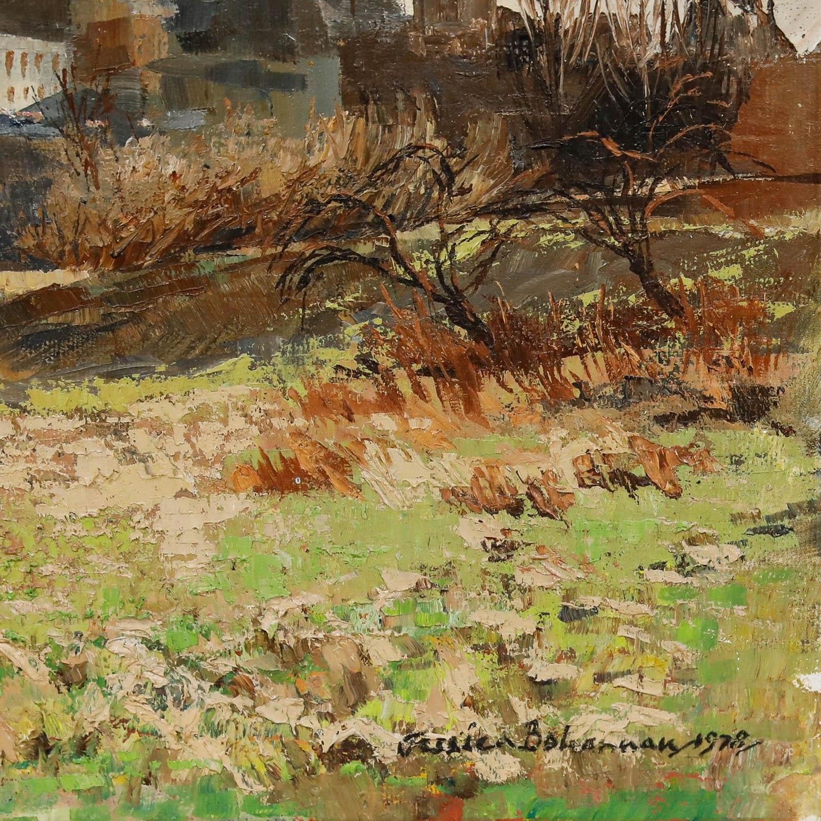 Jessica Bohannan 1978 Oil, View Of The City Of Mons photo vinterior