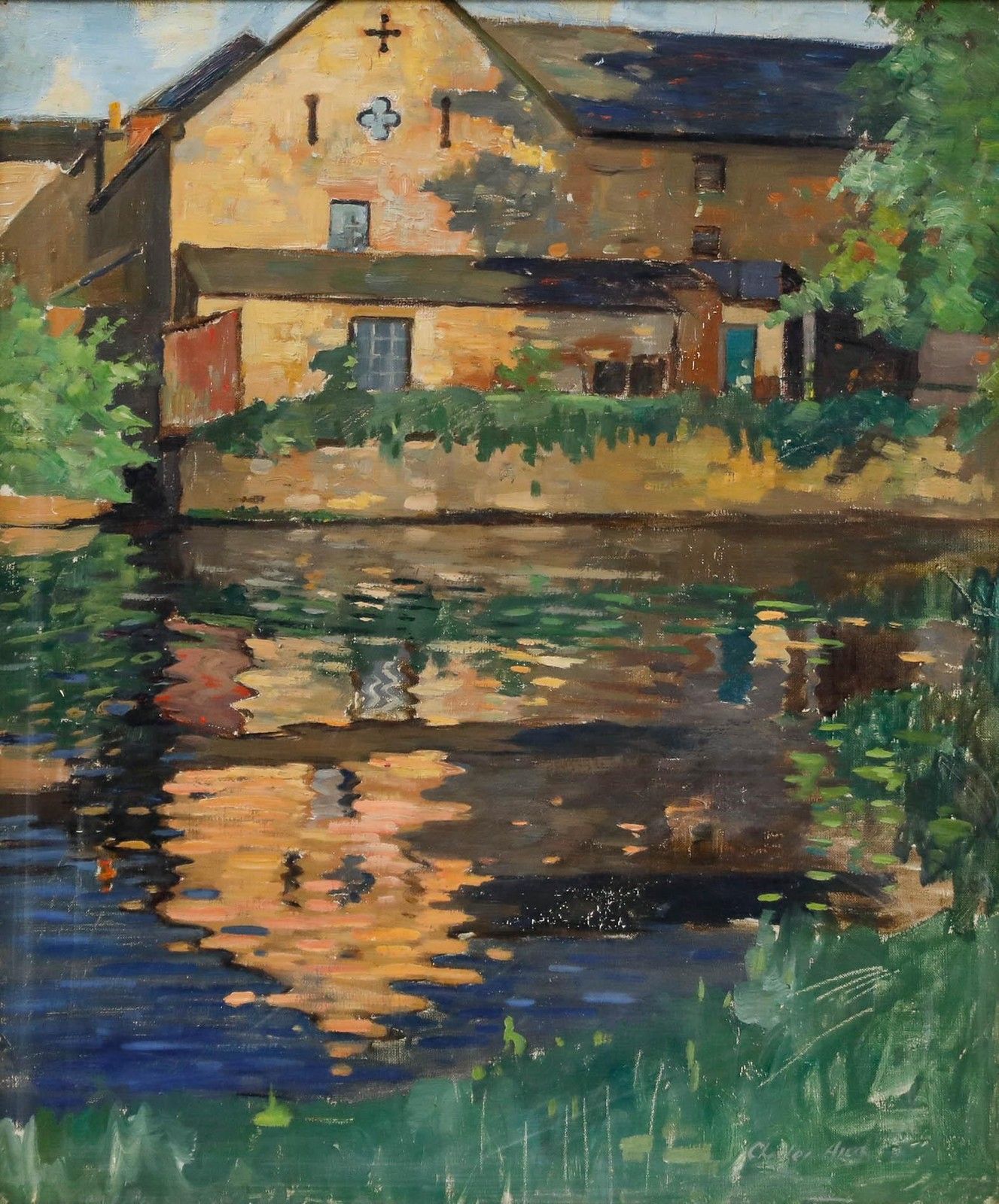 Charles Aird Early 20th Century Oil, Mill By The River photo furniture
