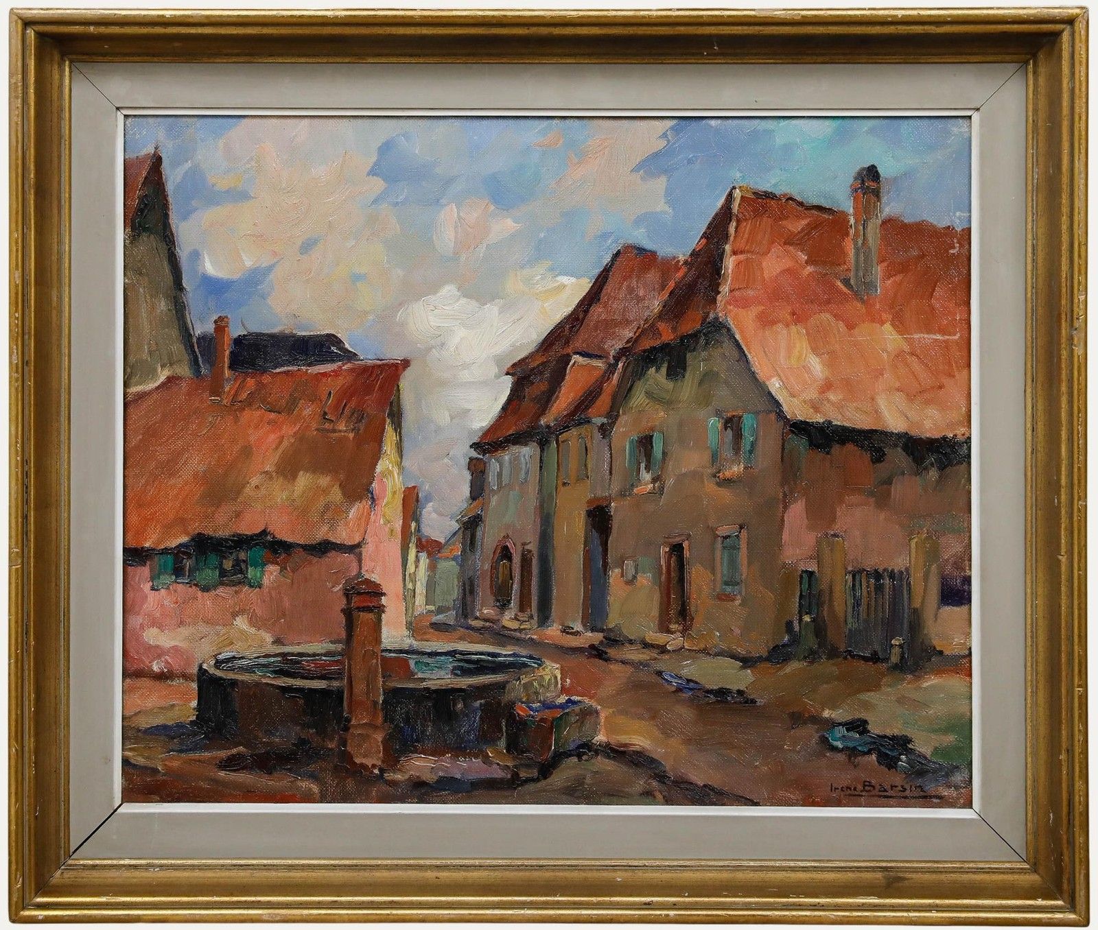 Irene Barstin (1917 2004) Framed Oil, Vue Depuis La Fontaine D'eau