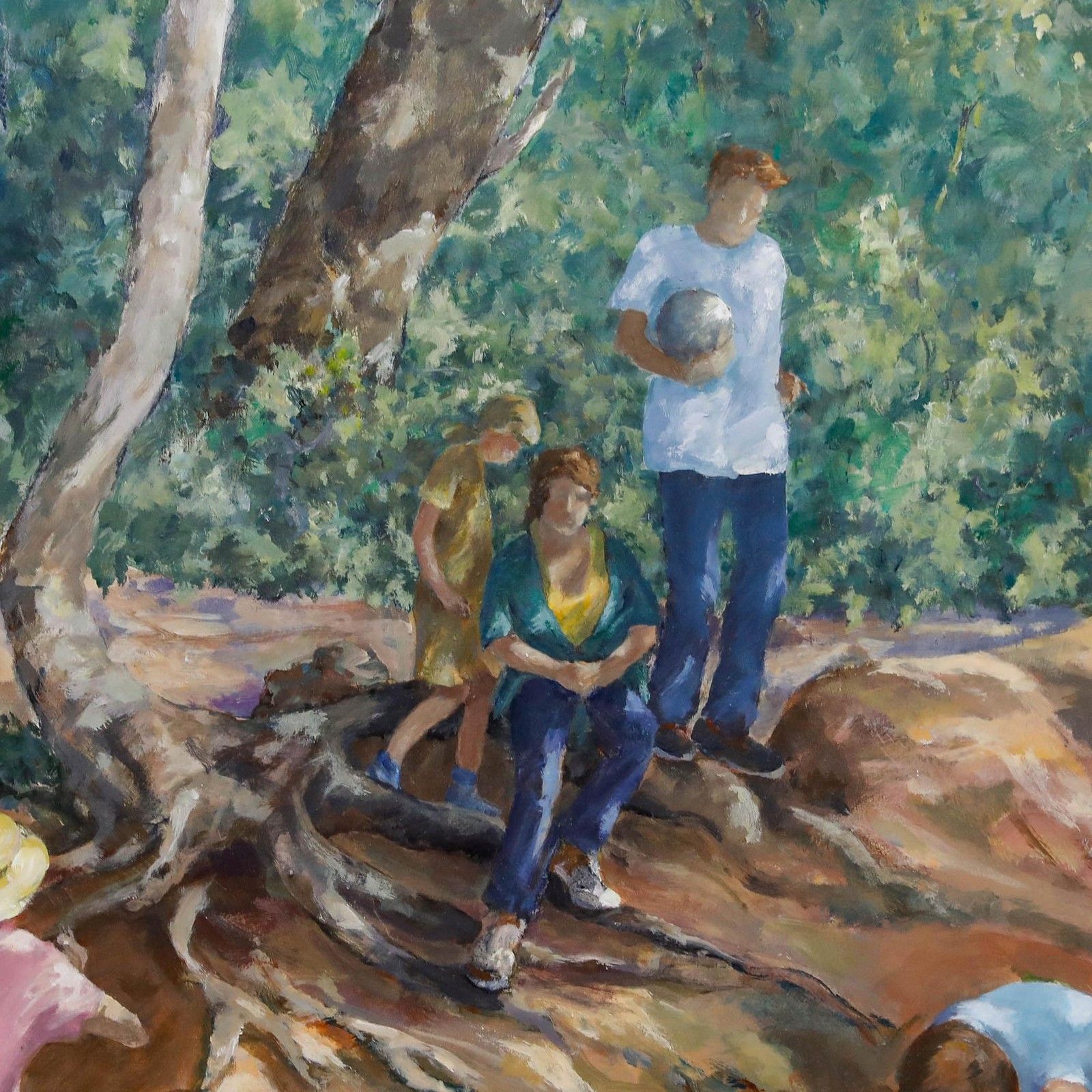 June Bevan (B.1927) 20th Century Acrylic, Children Paddling In Bramhall Park photo 450.0