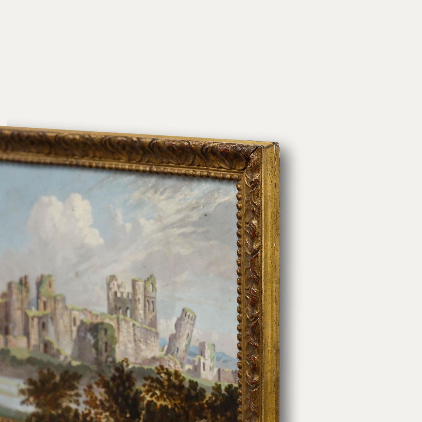 Framed Mid 19th Century Oil Caerphilly Castle photo 450.0
