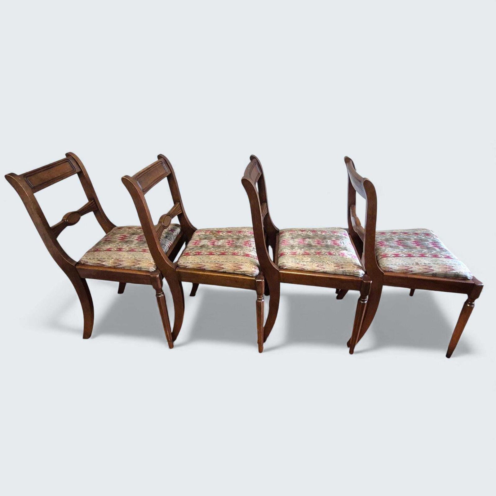 Set Of 4 Regency Style Dining Chairs | Wooden Frames | Upholstery Project Chairs photo furniture