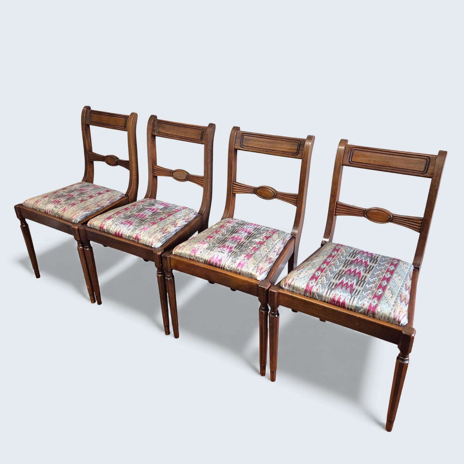 Set Of 4 Regency Style Dining Chairs | Wooden Frames | Upholstery Project Chairs photo for sale