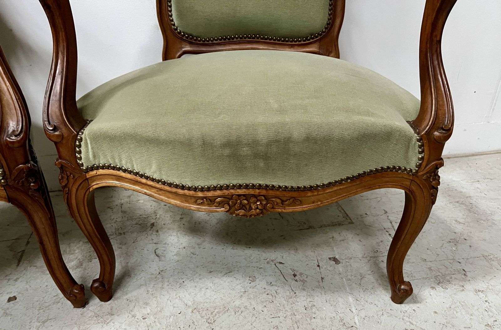 Pair Of Louis XV Style Armchairs In Solid Walnut, 20th Century. photo furniture