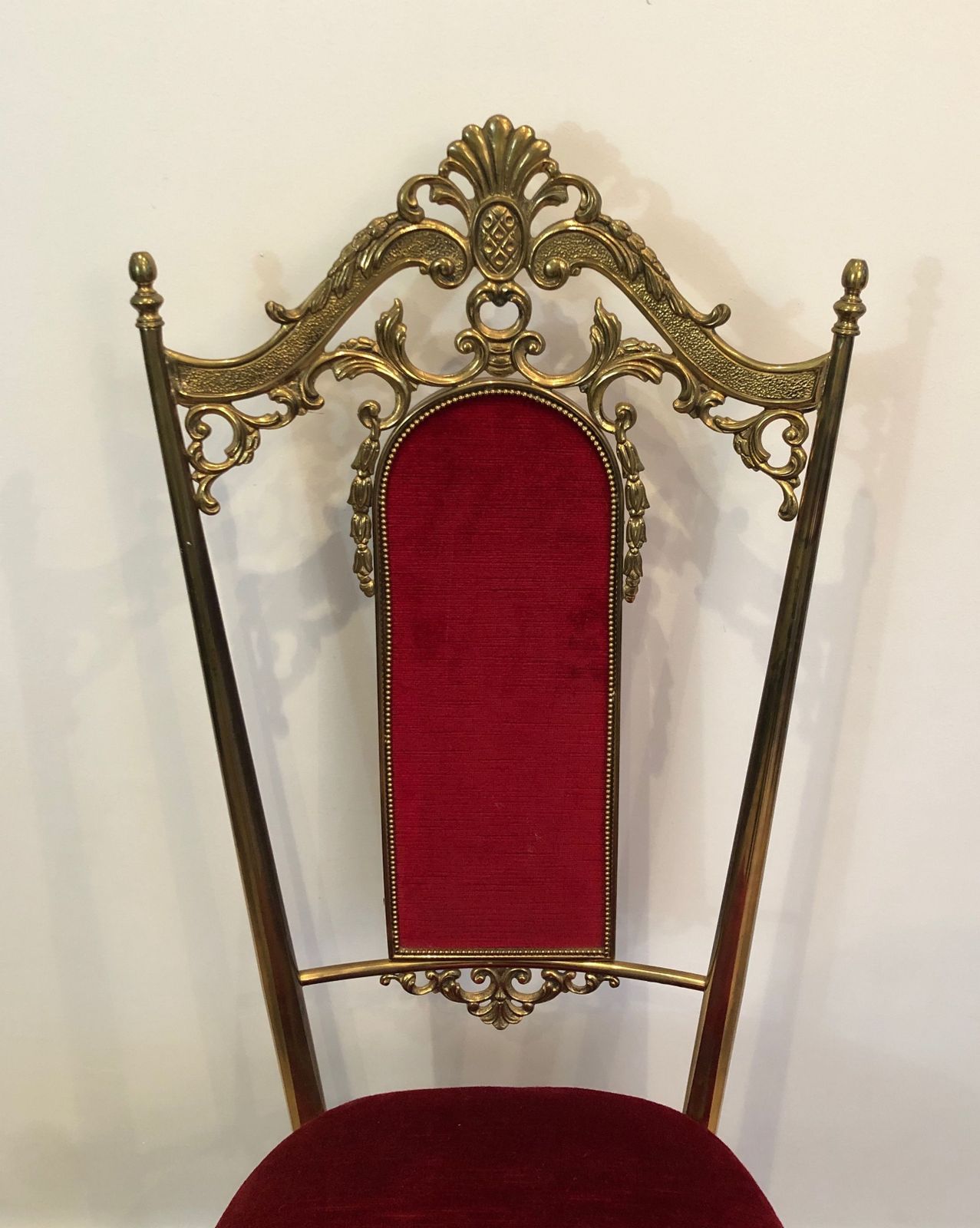 Set Of 4 Brass And Red Velvet Chairs photo buy