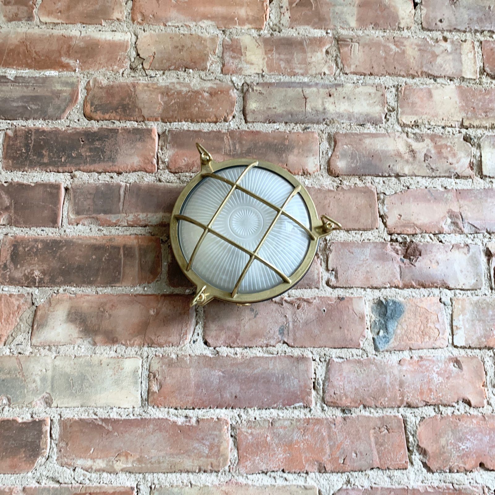 Contemporary Large Polished Brass Round Bulk Head Wall Light photo furniture