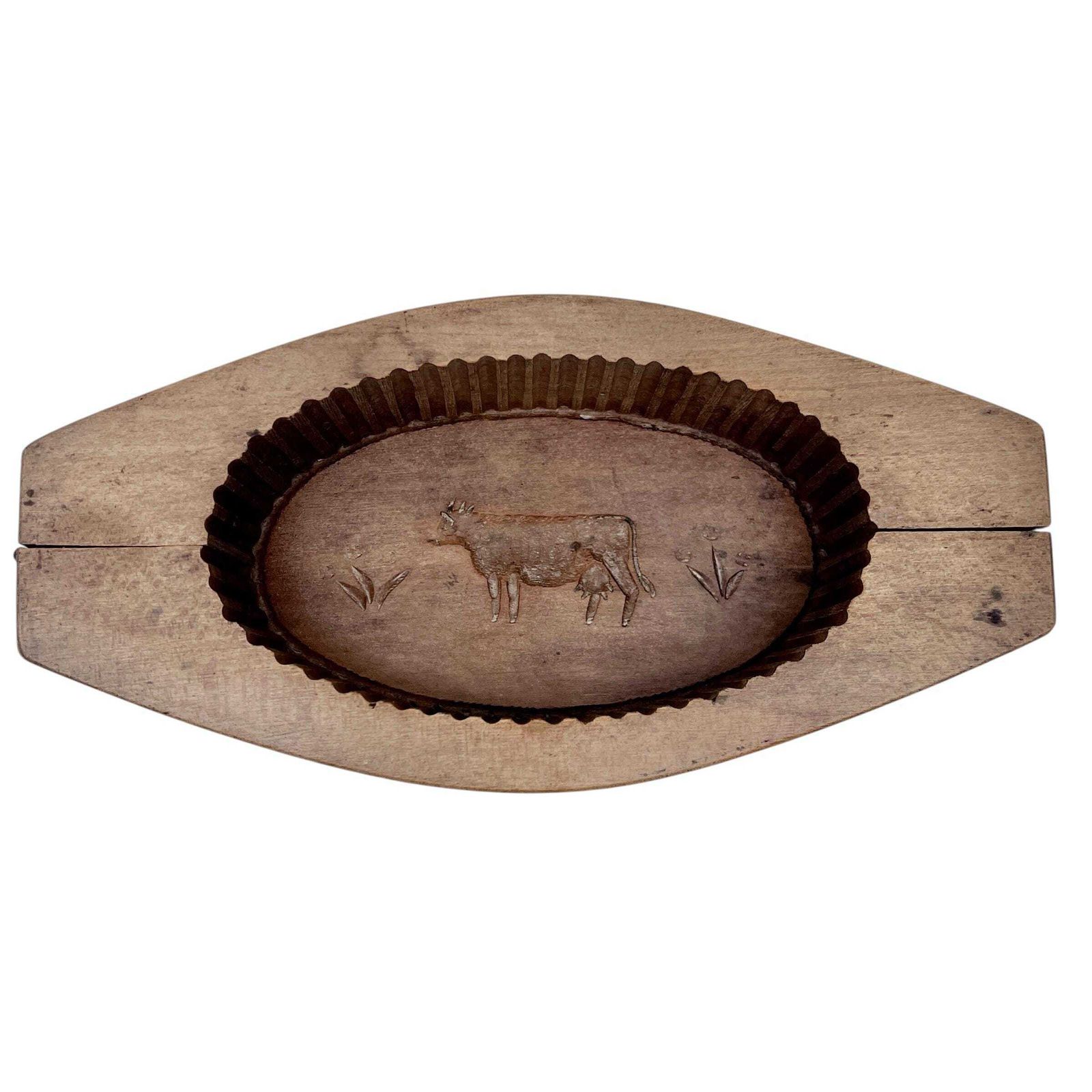 Antique Large Wooden Cow Butter Mould   Butter Press   Farmhouse   Hand Carved   Farmhouse Decor   Butter Making   Kitchenalia