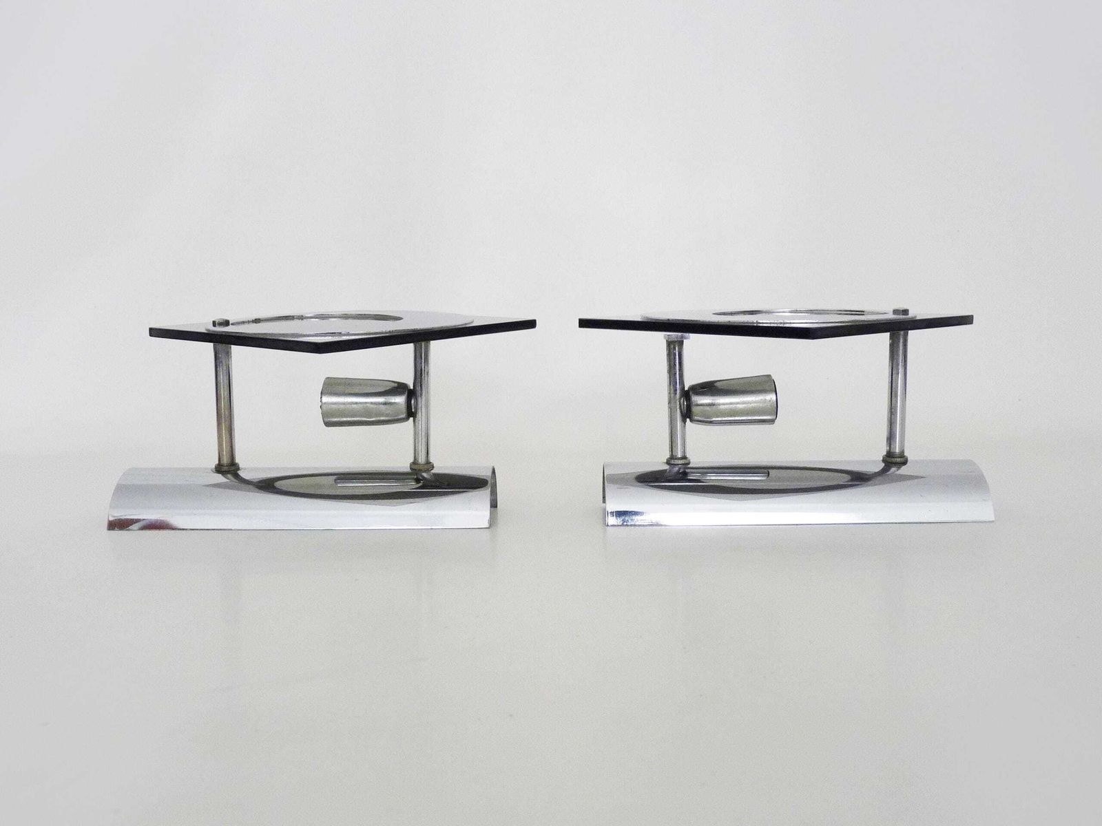 Pair Of Chrome Plated Metal And Glass Wall Sconces, Veca Fontana Arte Style. 1970s photo buy