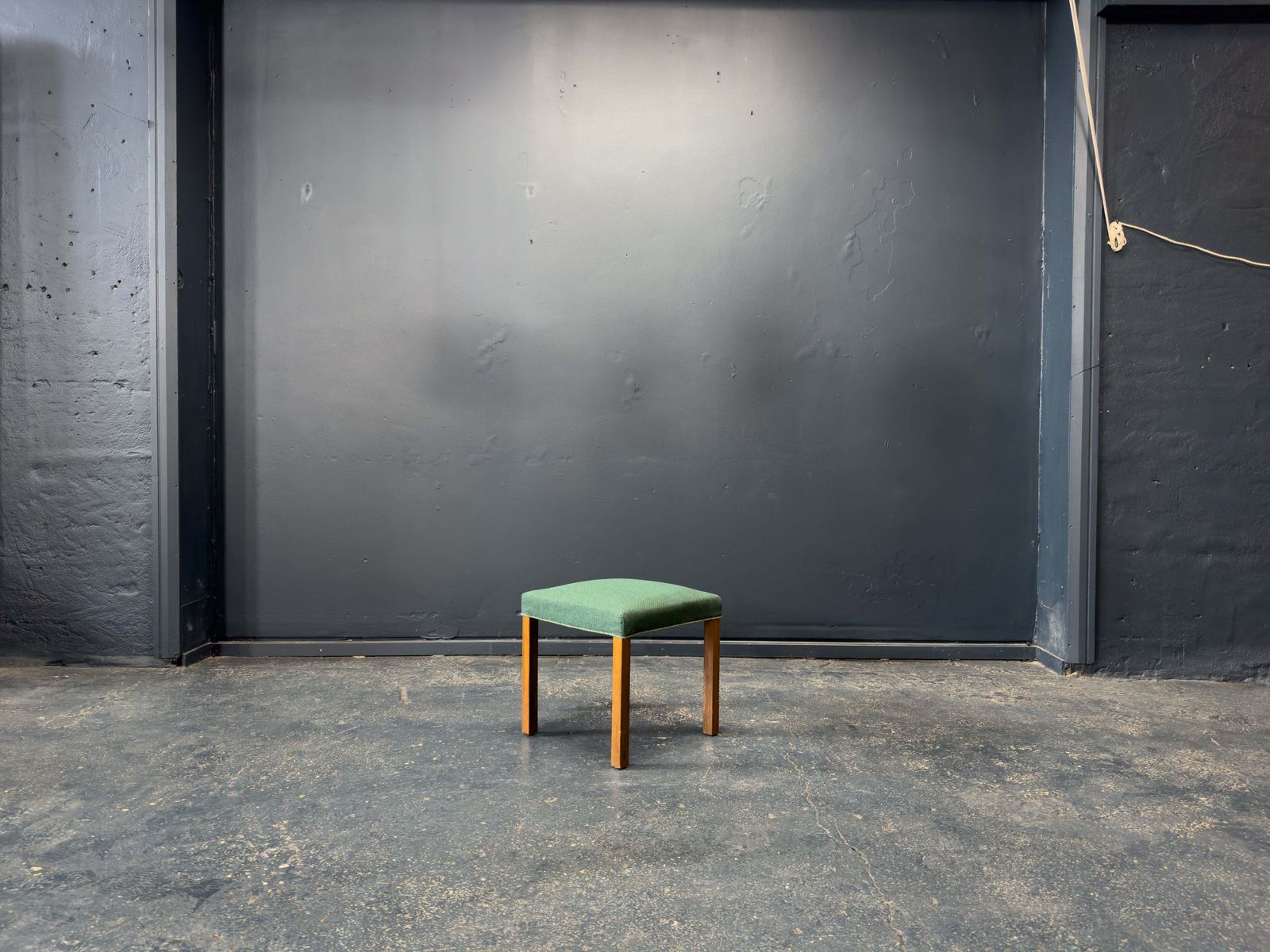 Green And Oak Upholstered Stool photo furniture