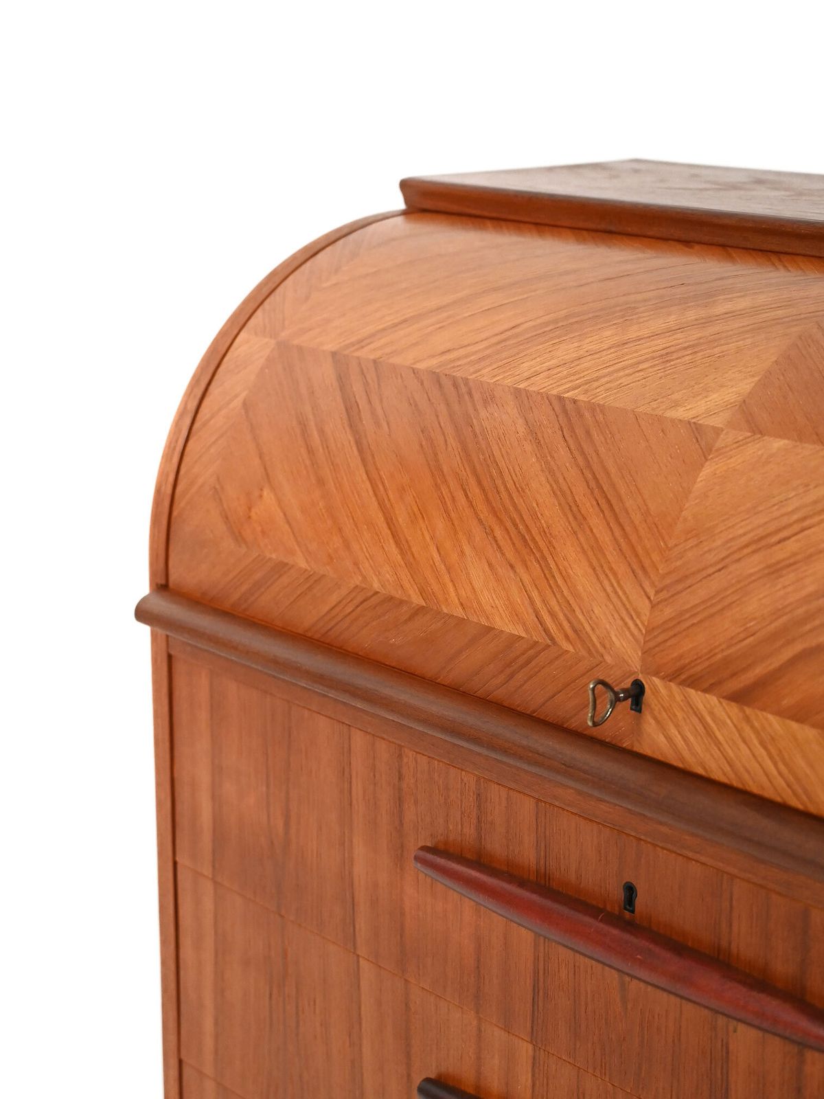 1950s Teak Secretaire With Elongated Carved Handles photo vintage