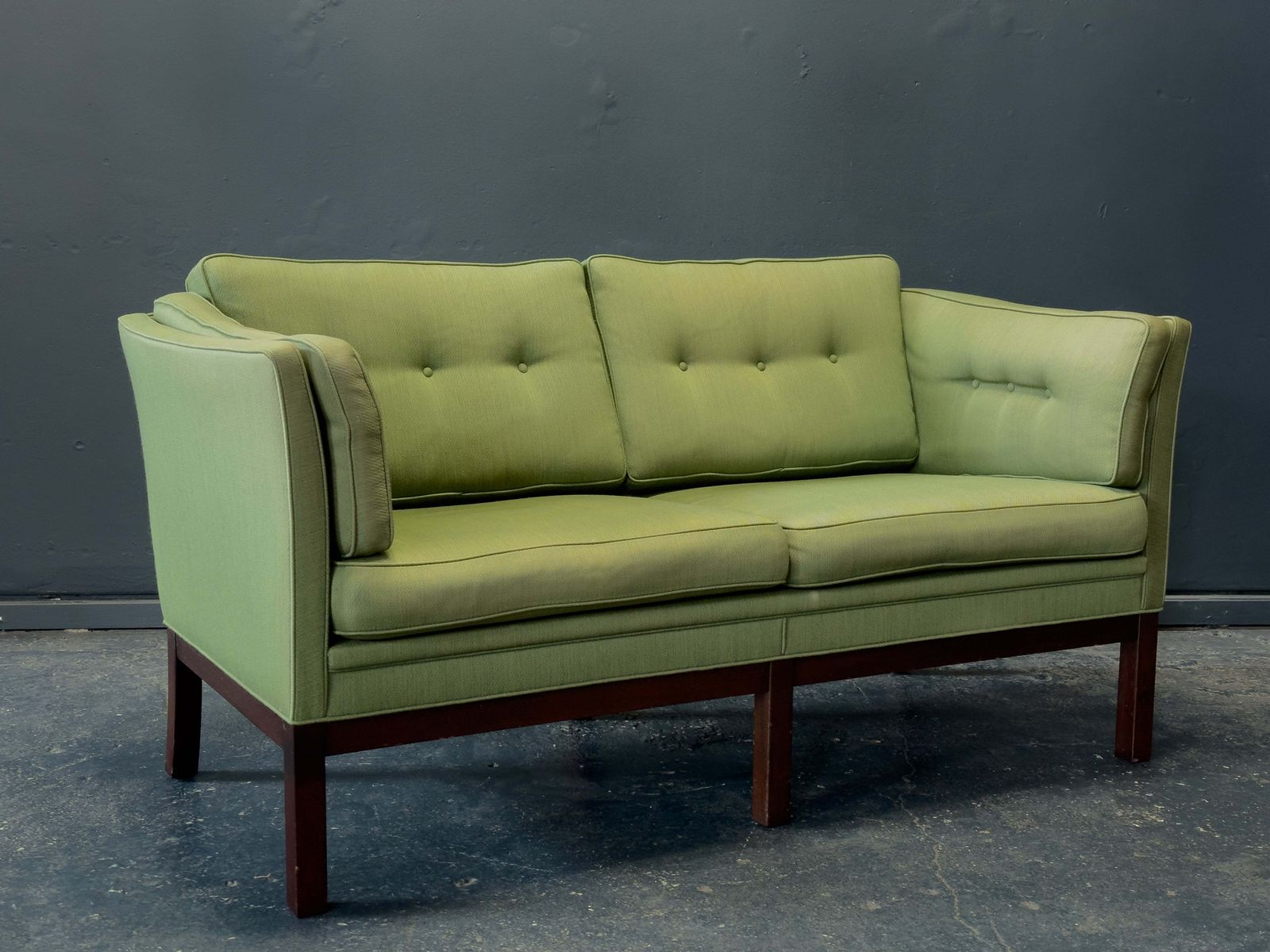 Green Upholstered Two Seater Sofa photo for sale