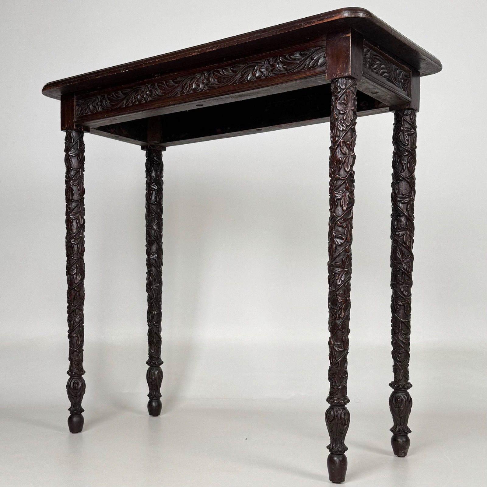 Antique 19th Century Small Anglo Indian Side Table In Mahogany photo vinterior