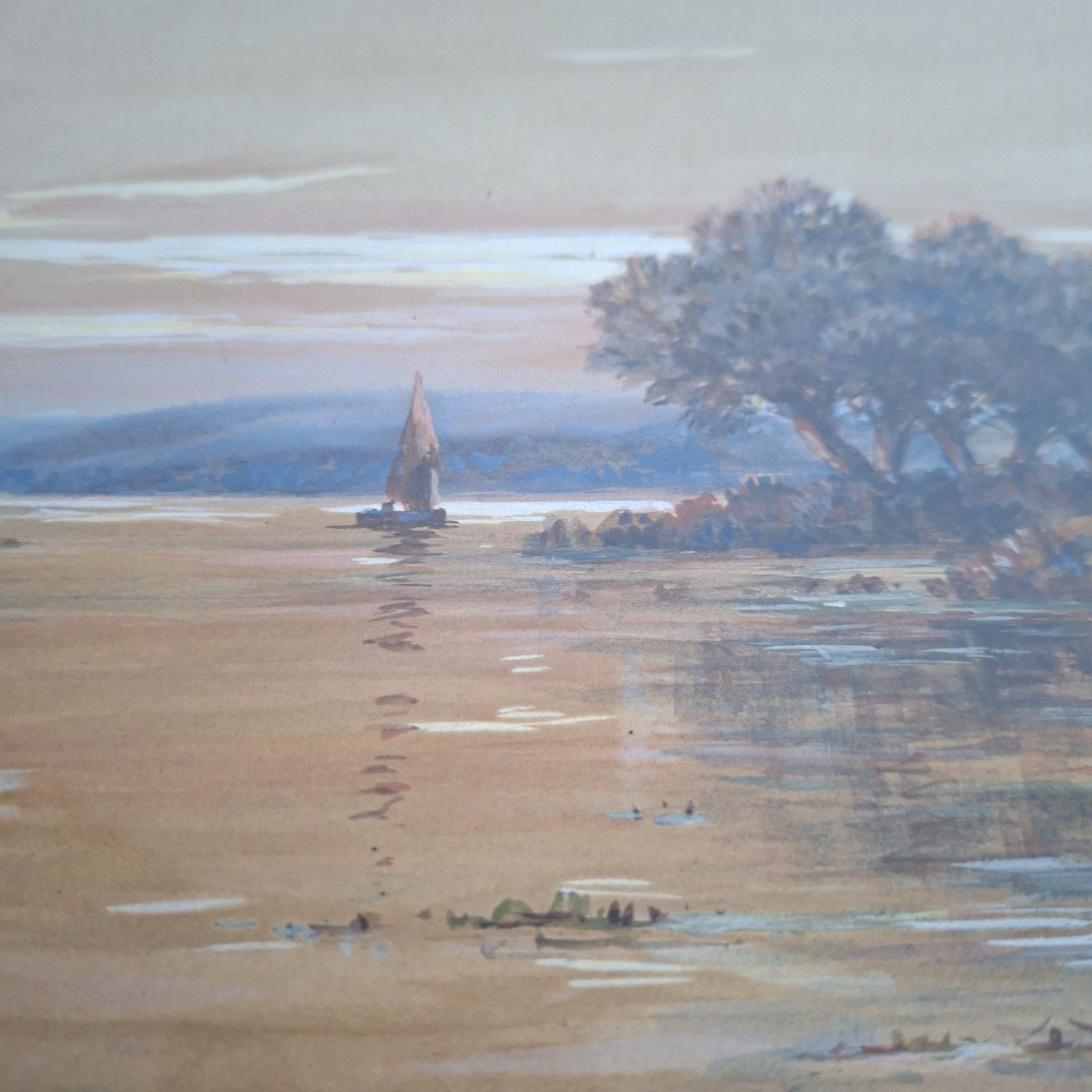 Original Watercolor Painting Frank Parsons Riverside Scene Antique British Art photo Art