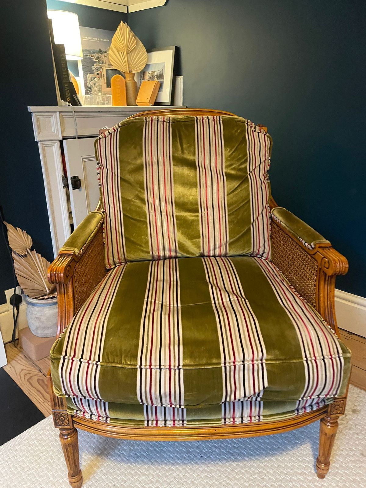 A Late 19th/Early 20th Century Walnut And Bergère Framed French Style Armchair